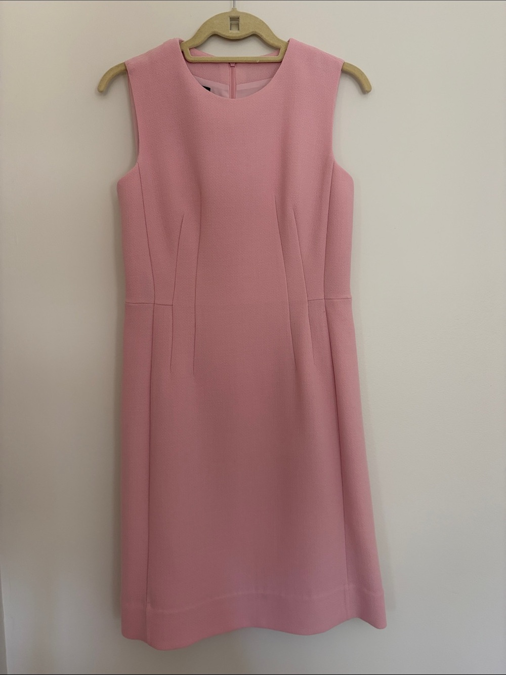 Akris Pale Pink Wool Paneled Sheath Dress. Size 6.